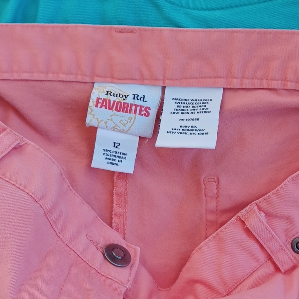 Ruby Rd Favorites Capris 2 Pair Orange , Aqua Women's Size 12 - Picture 3 of 8